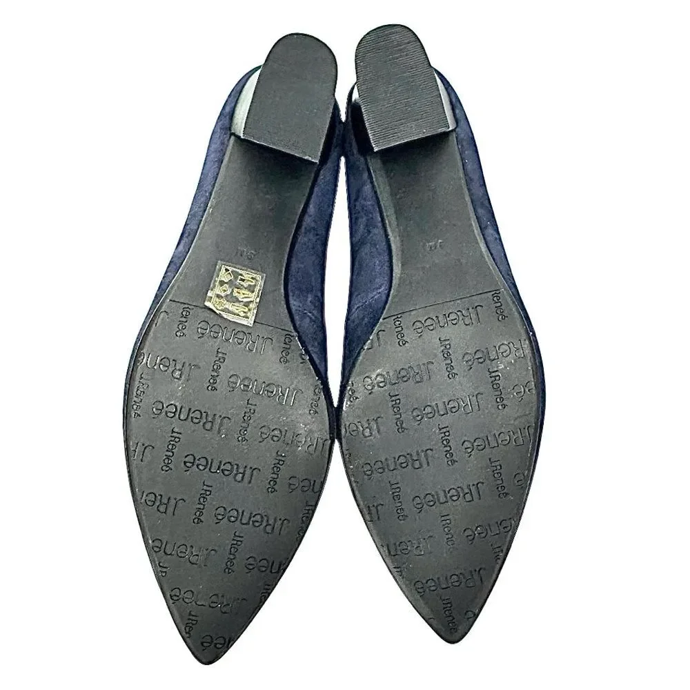 J. RENEE Ellam Macy Blue Suede-Leather Women’s Granny Loafer Size 9 Medium New - Picture 5 of 8